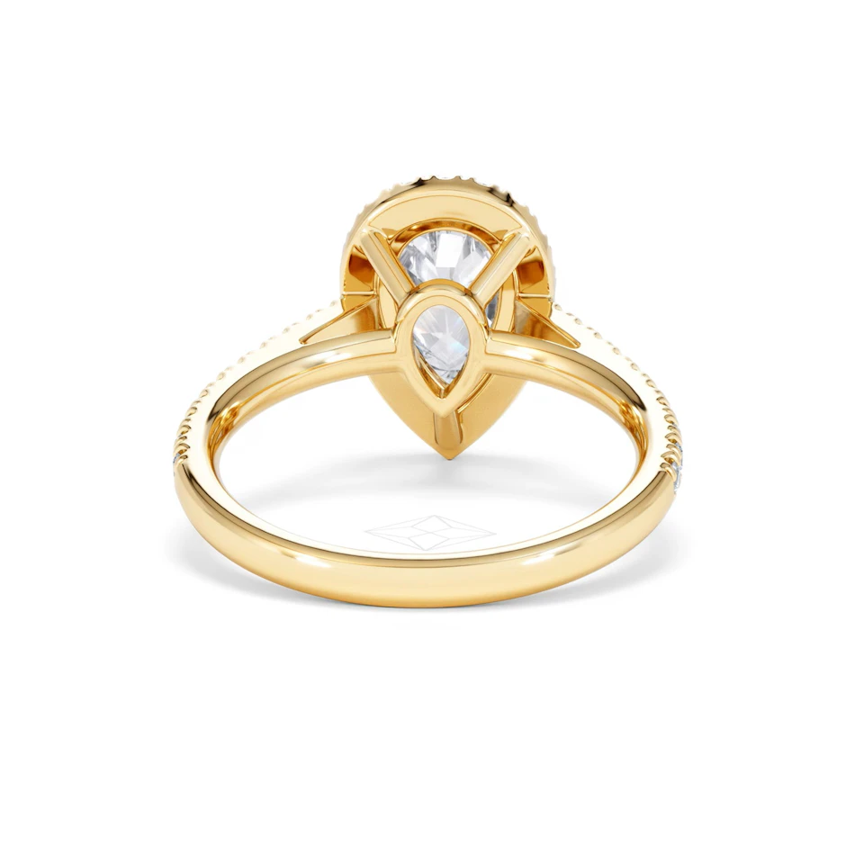 Diana Lab Diamond Pear Halo Engagement Ring in 18K Gold 2.10ct F/VS1