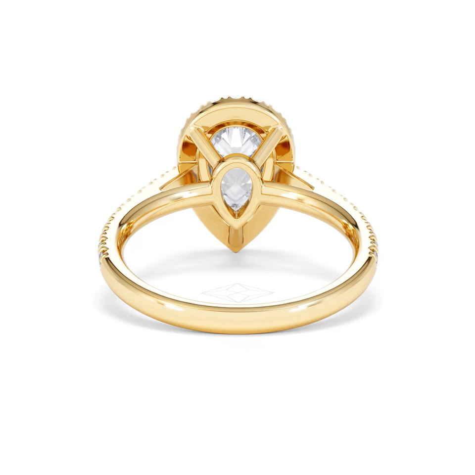 Diana Lab Diamond Pear Halo Engagement Ring in 18K Gold 2.10ct F/VS1