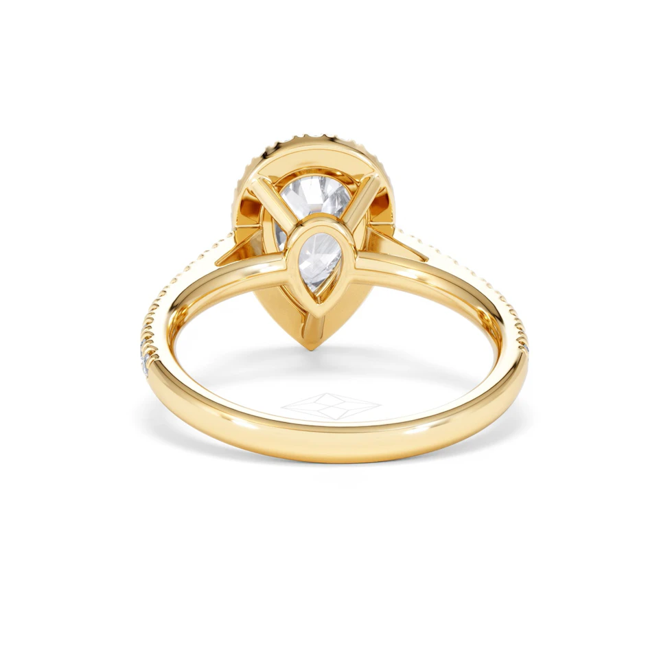 Diana Lab Diamond Pear Halo Engagement Ring in 18K Gold 2.10ct F/VS1