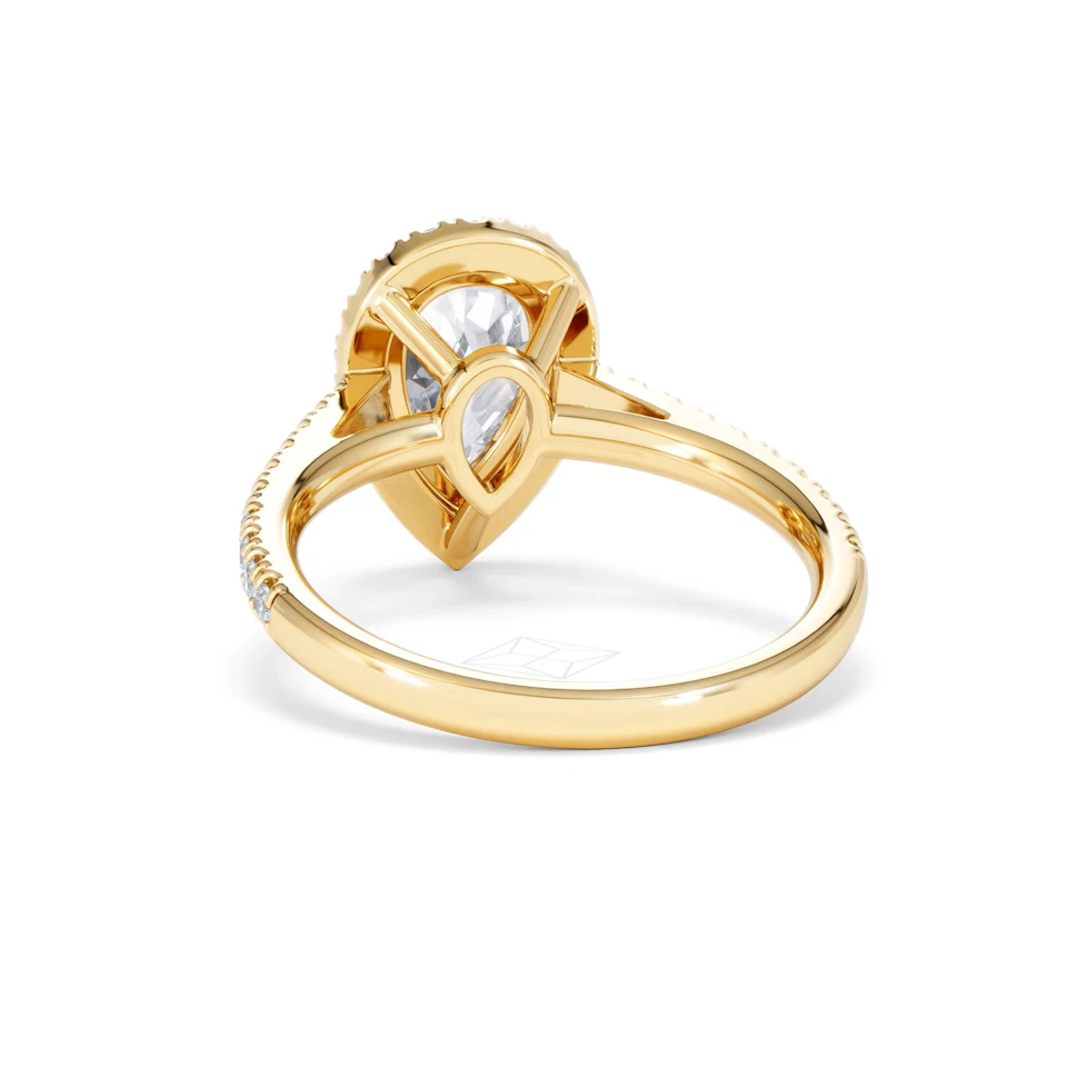 Diana Lab Diamond Pear Halo Engagement Ring in 18K Gold 2.10ct F/VS1