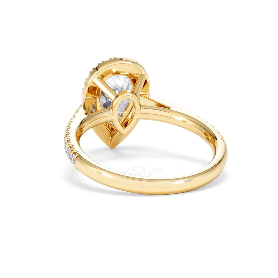 Diana Lab Diamond Pear Halo Engagement Ring in 18K Gold 2.10ct F/VS1