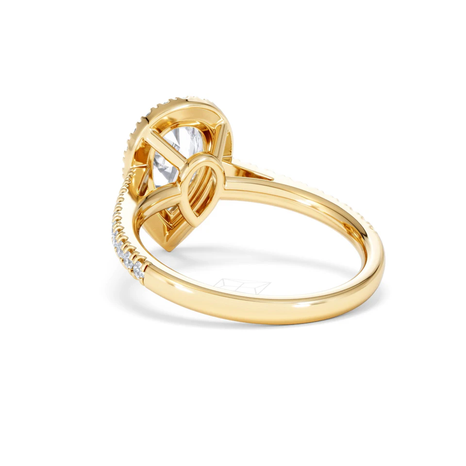 Diana Lab Diamond Pear Halo Engagement Ring in 18K Gold 2.10ct F/VS1