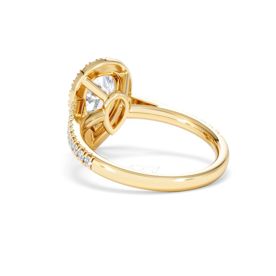 Diana Lab Diamond Pear Halo Engagement Ring in 18K Gold 2.10ct F/VS1