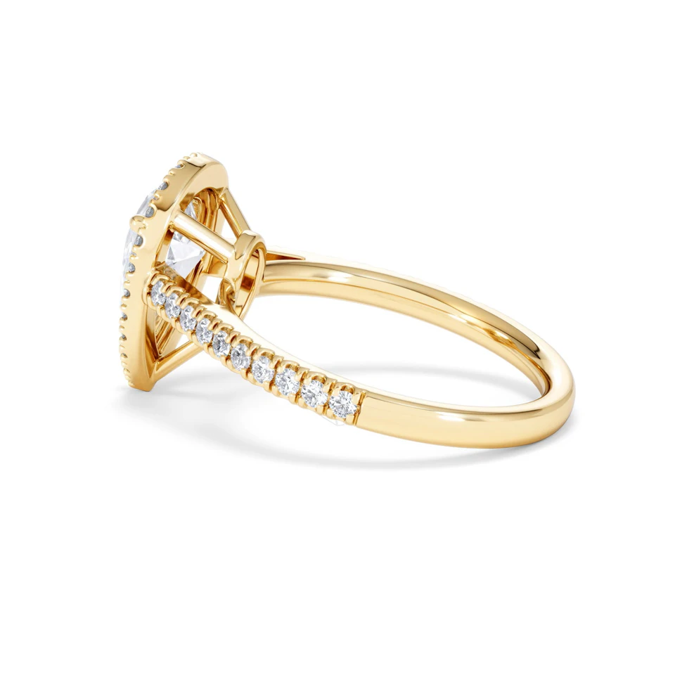 Diana Lab Diamond Pear Halo Engagement Ring in 18K Gold 2.10ct F/VS1