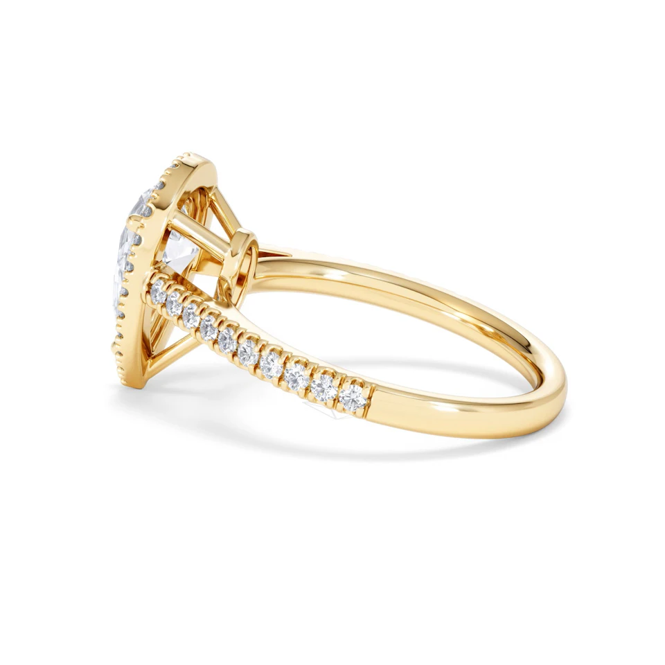 Diana Lab Diamond Pear Halo Engagement Ring in 18K Gold 2.10ct F/VS1