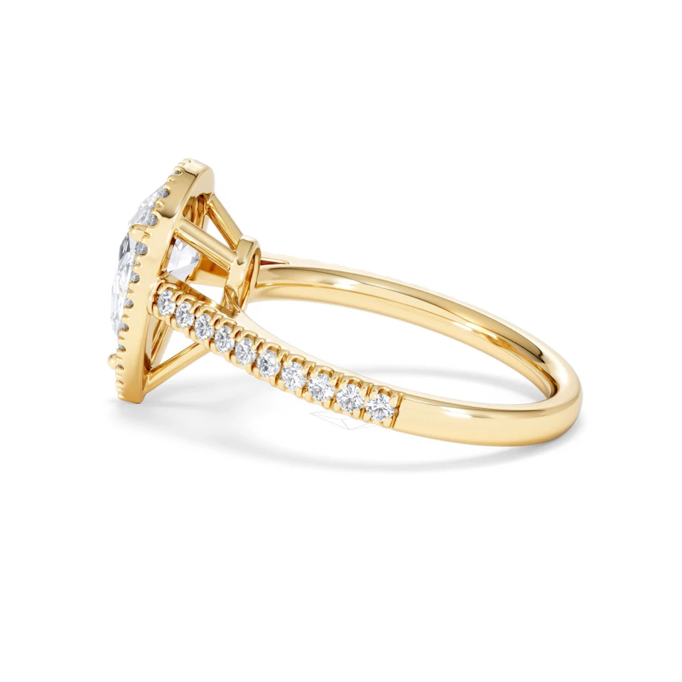 Diana Lab Diamond Pear Halo Engagement Ring in 18K Gold 2.10ct F/VS1