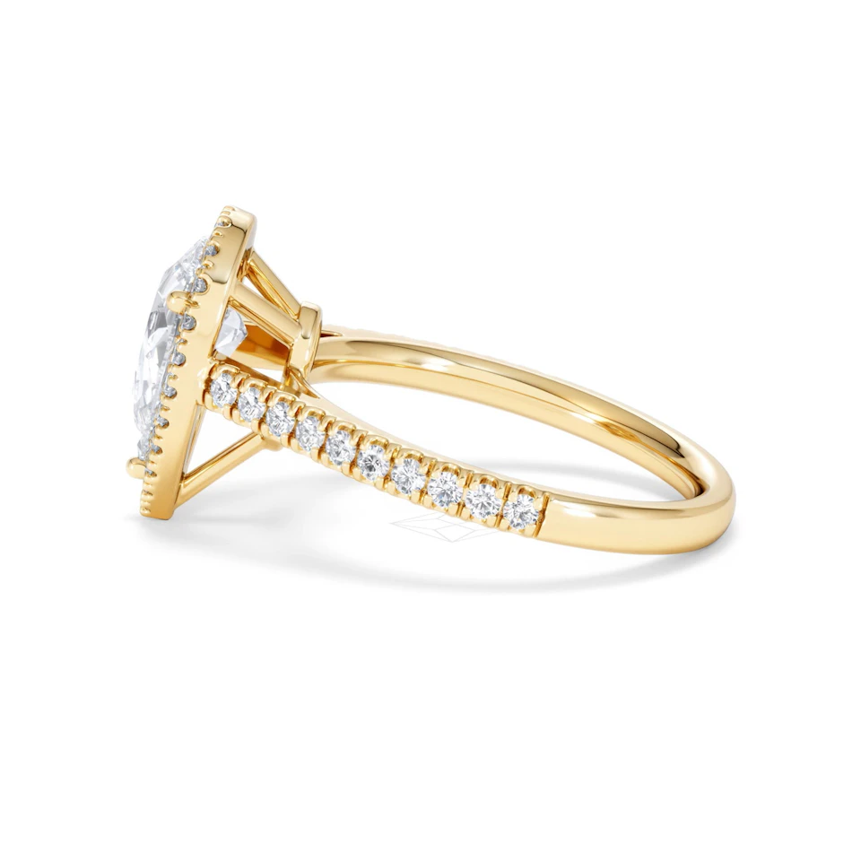 Diana Lab Diamond Pear Halo Engagement Ring in 18K Gold 2.10ct F/VS1