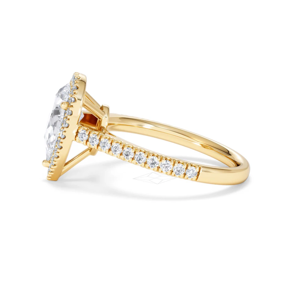 Diana Lab Diamond Pear Halo Engagement Ring in 18K Gold 2.10ct F/VS1