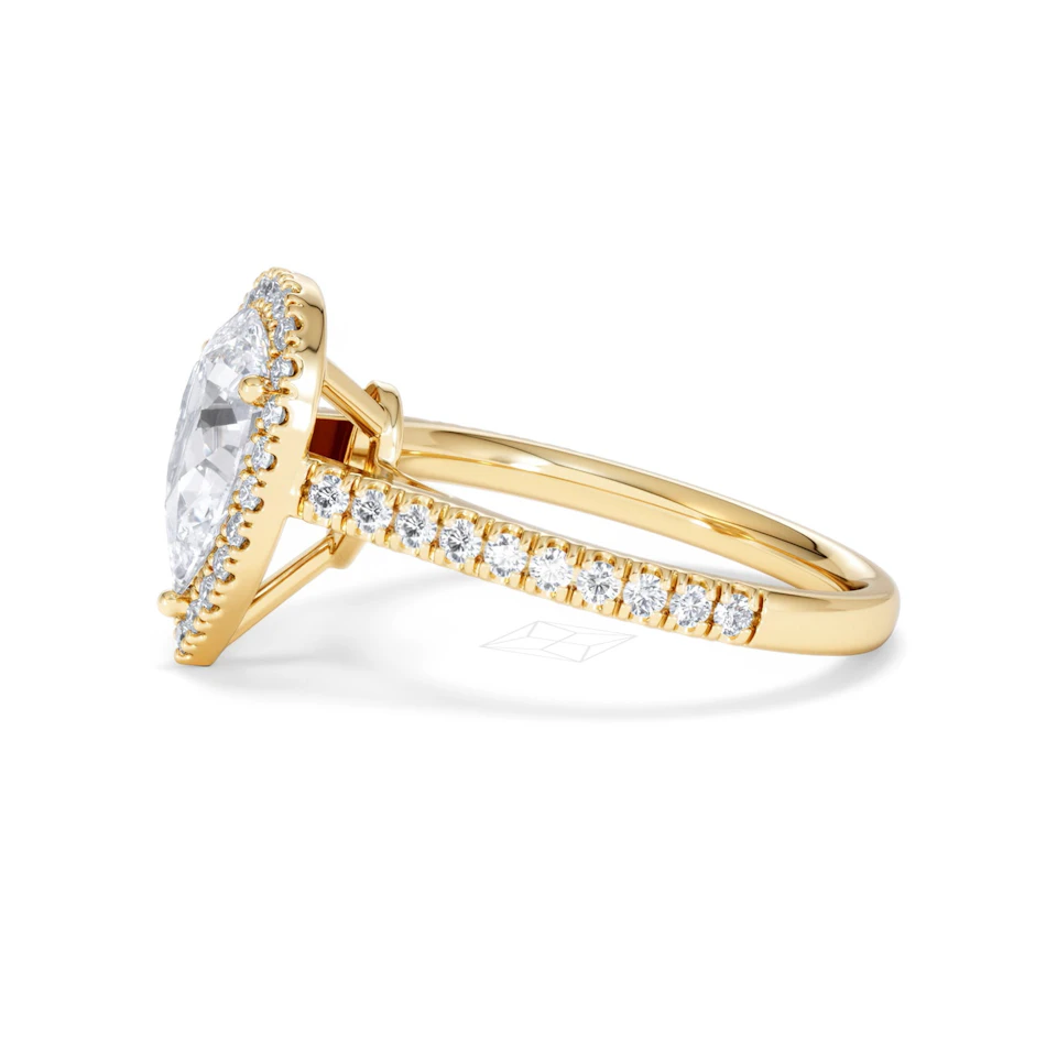 Diana Lab Diamond Pear Halo Engagement Ring in 18K Gold 2.10ct F/VS1