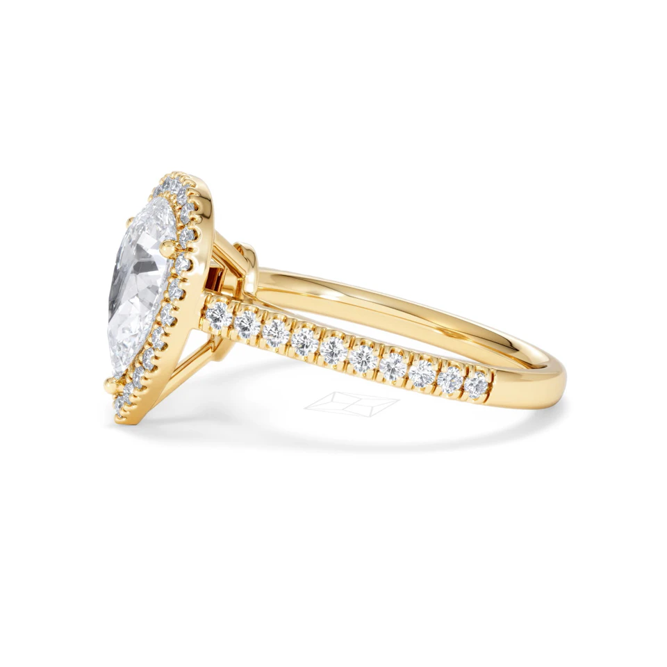 Diana Lab Diamond Pear Halo Engagement Ring in 18K Gold 2.10ct F/VS1