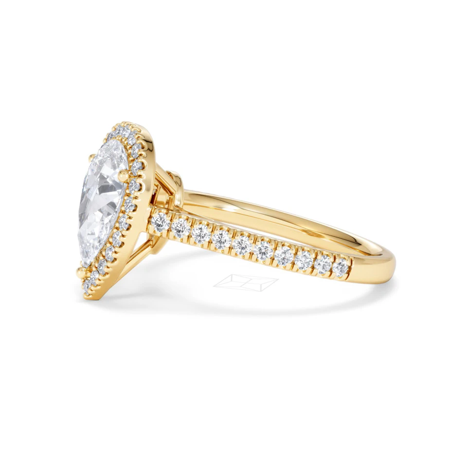 Diana Lab Diamond Pear Halo Engagement Ring in 18K Gold 2.10ct F/VS1