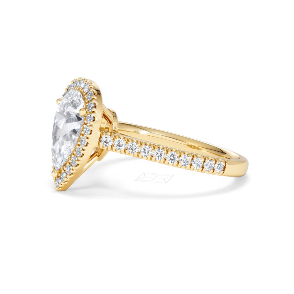 Diana Lab Diamond Pear Halo Engagement Ring in 18K Gold 2.10ct F/VS1