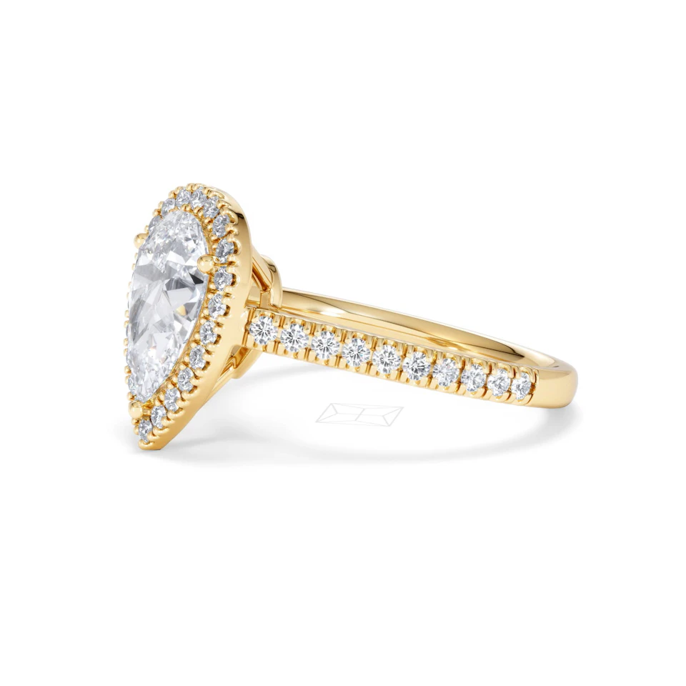 Diana Lab Diamond Pear Halo Engagement Ring in 18K Gold 2.10ct F/VS1