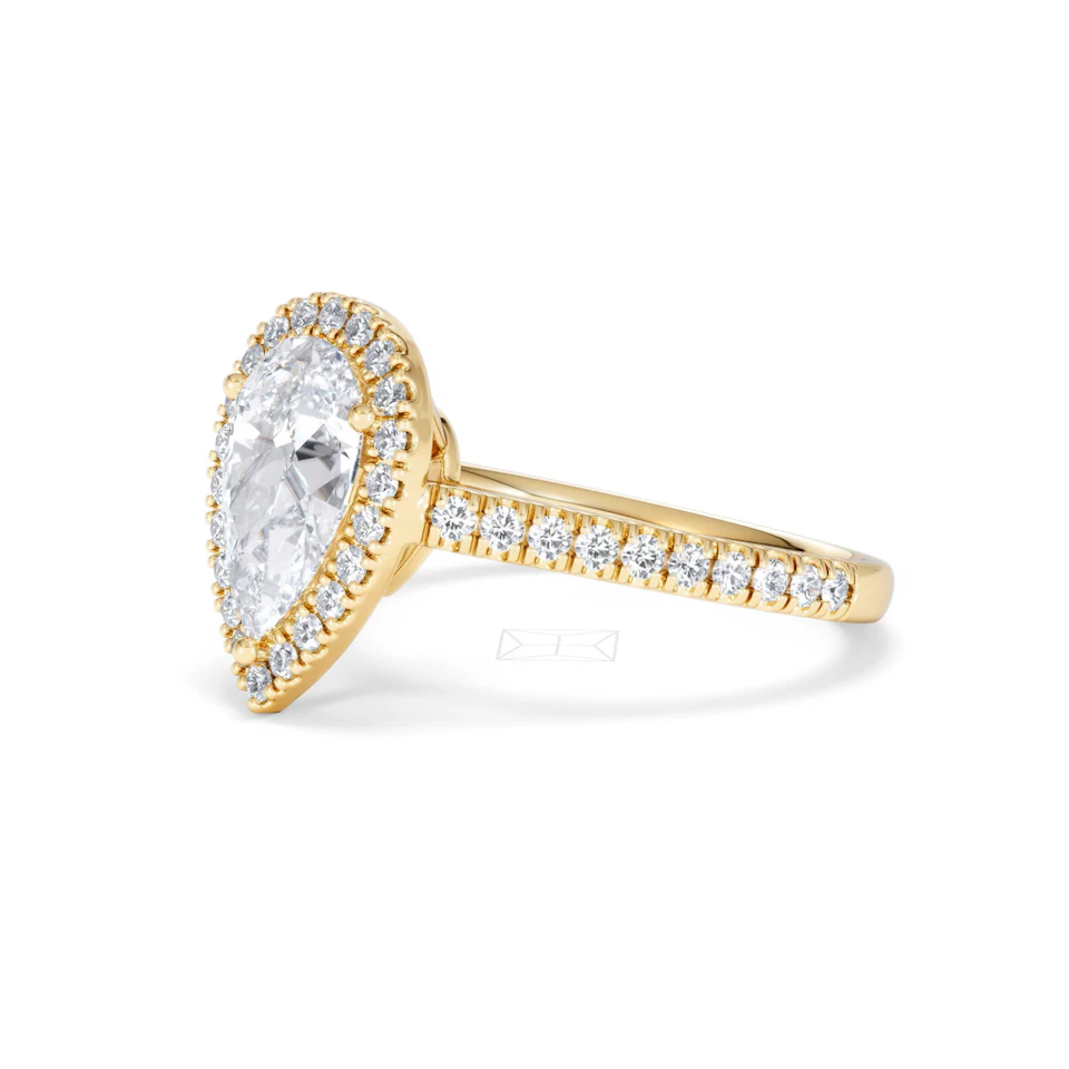 Diana Lab Diamond Pear Halo Engagement Ring in 18K Gold 2.10ct F/VS1