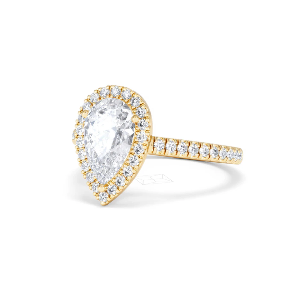 Diana Lab Diamond Pear Halo Engagement Ring in 18K Gold 2.10ct F/VS1