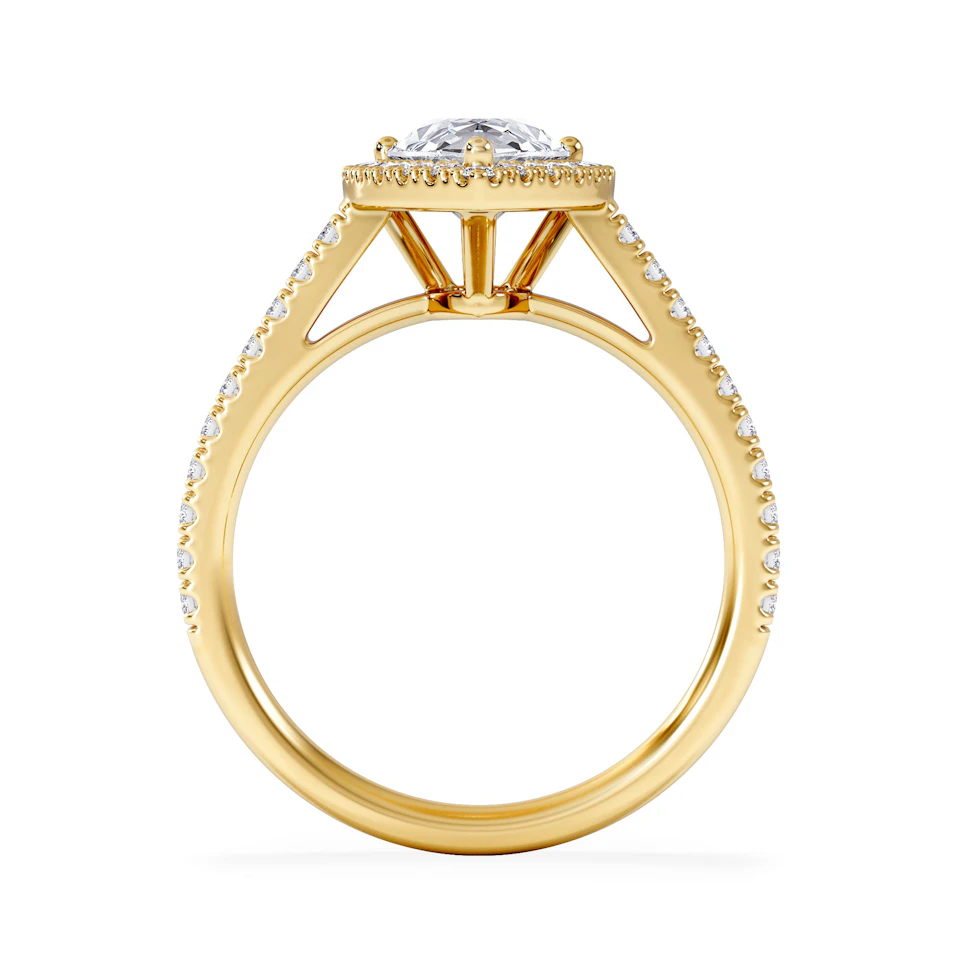 Diana Lab Diamond Pear Halo Engagement Ring in 18K Gold 2.10ct F/VS1