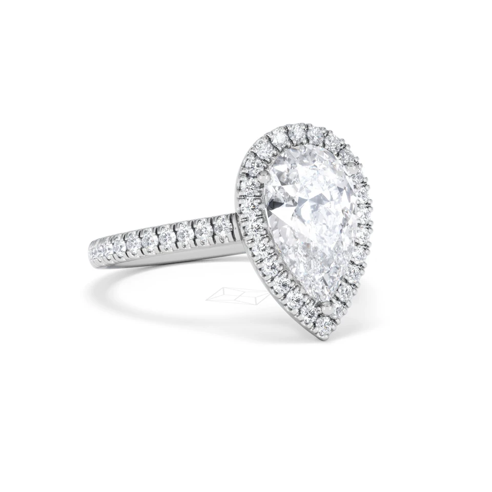 Diana Lab Diamond Pear Halo Engagement Ring Platinum 2.60ct F/VS1