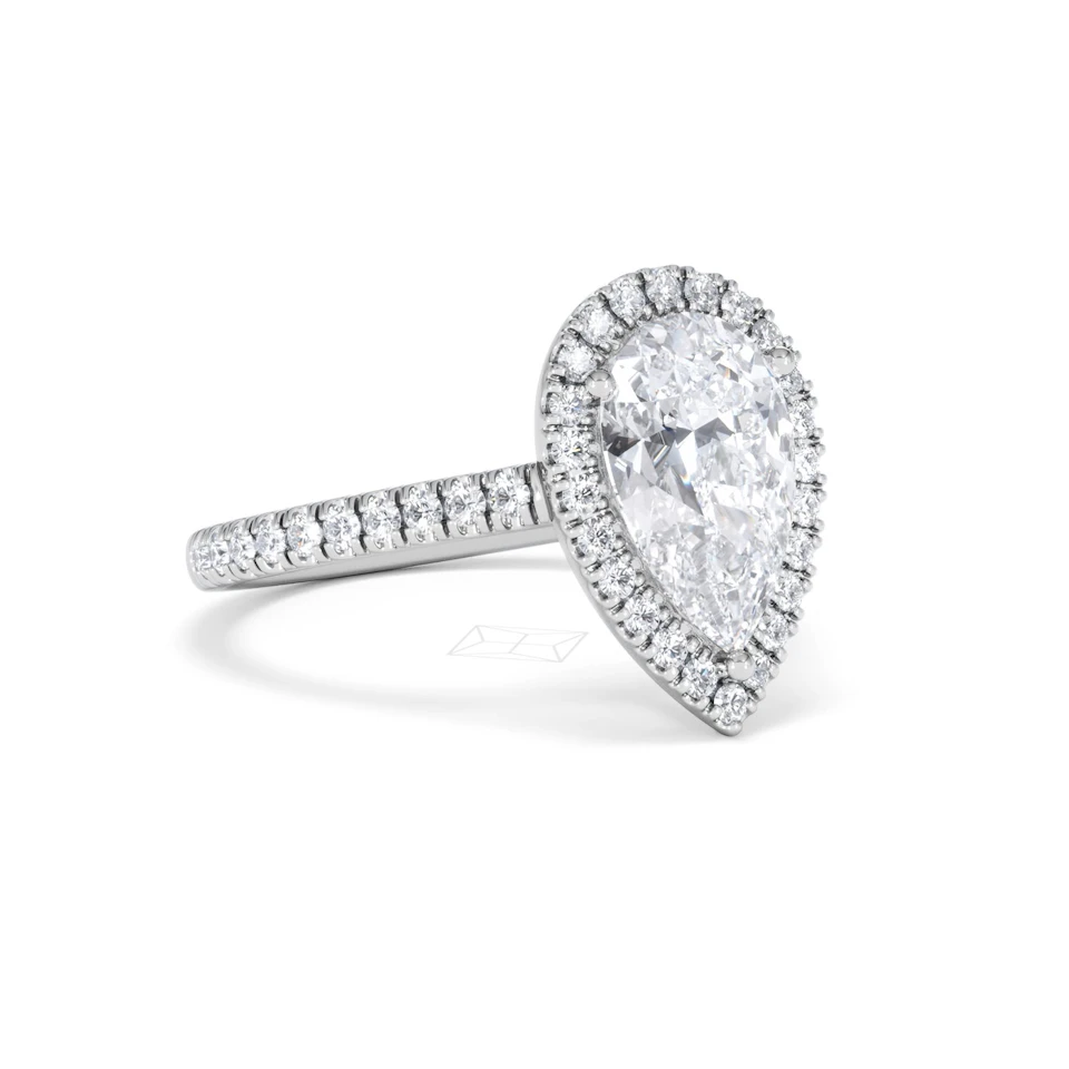 Diana Lab Diamond Pear Halo Engagement Ring Platinum 2.60ct F/VS1