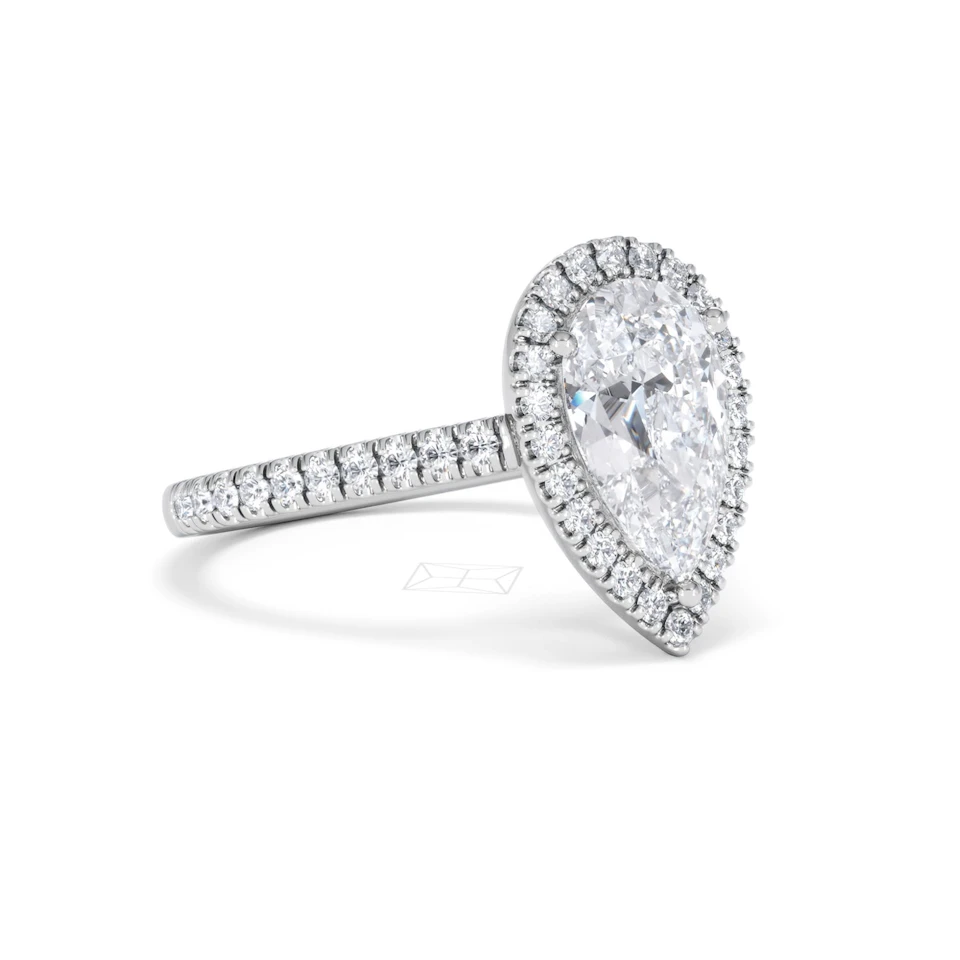 Diana Lab Diamond Pear Halo Engagement Ring Platinum 2.60ct F/VS1