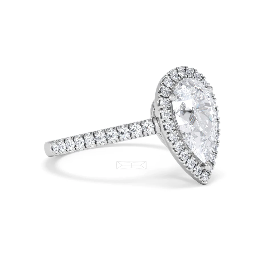 Diana Lab Diamond Pear Halo Engagement Ring Platinum 2.60ct F/VS1