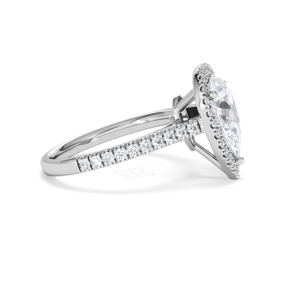 Diana Lab Diamond Pear Halo Engagement Ring 18KW Gold 2.60ct F/VS1