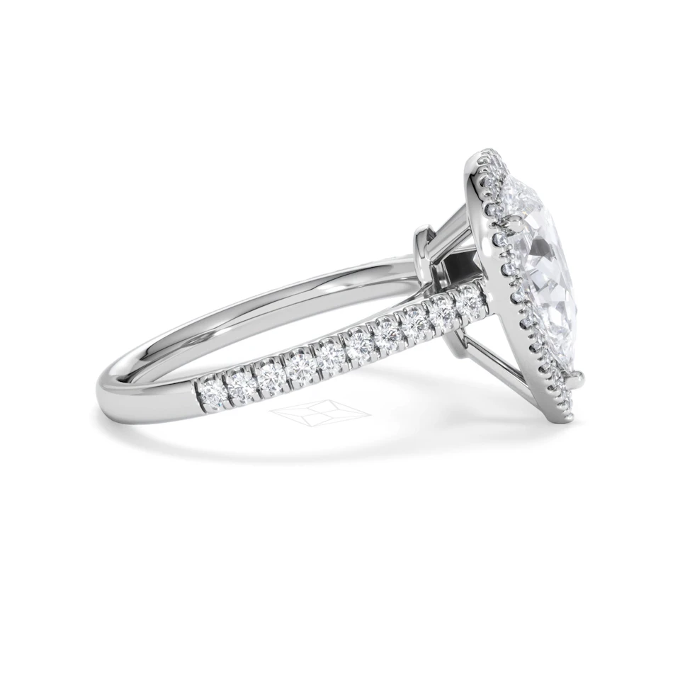 Diana Lab Diamond Pear Halo Engagement Ring 18KW Gold 2.60ct F/VS1