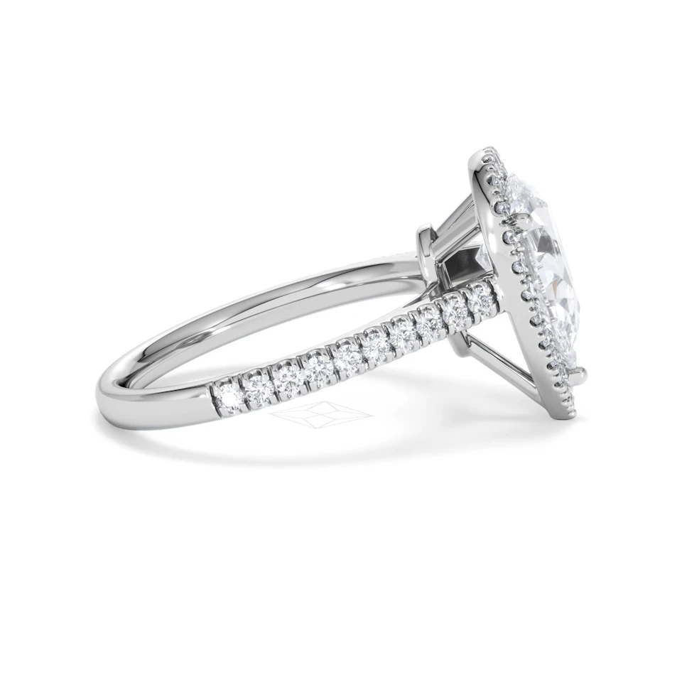 Diana Lab Diamond Pear Halo Engagement Ring 18KW Gold 2.60ct F/VS1
