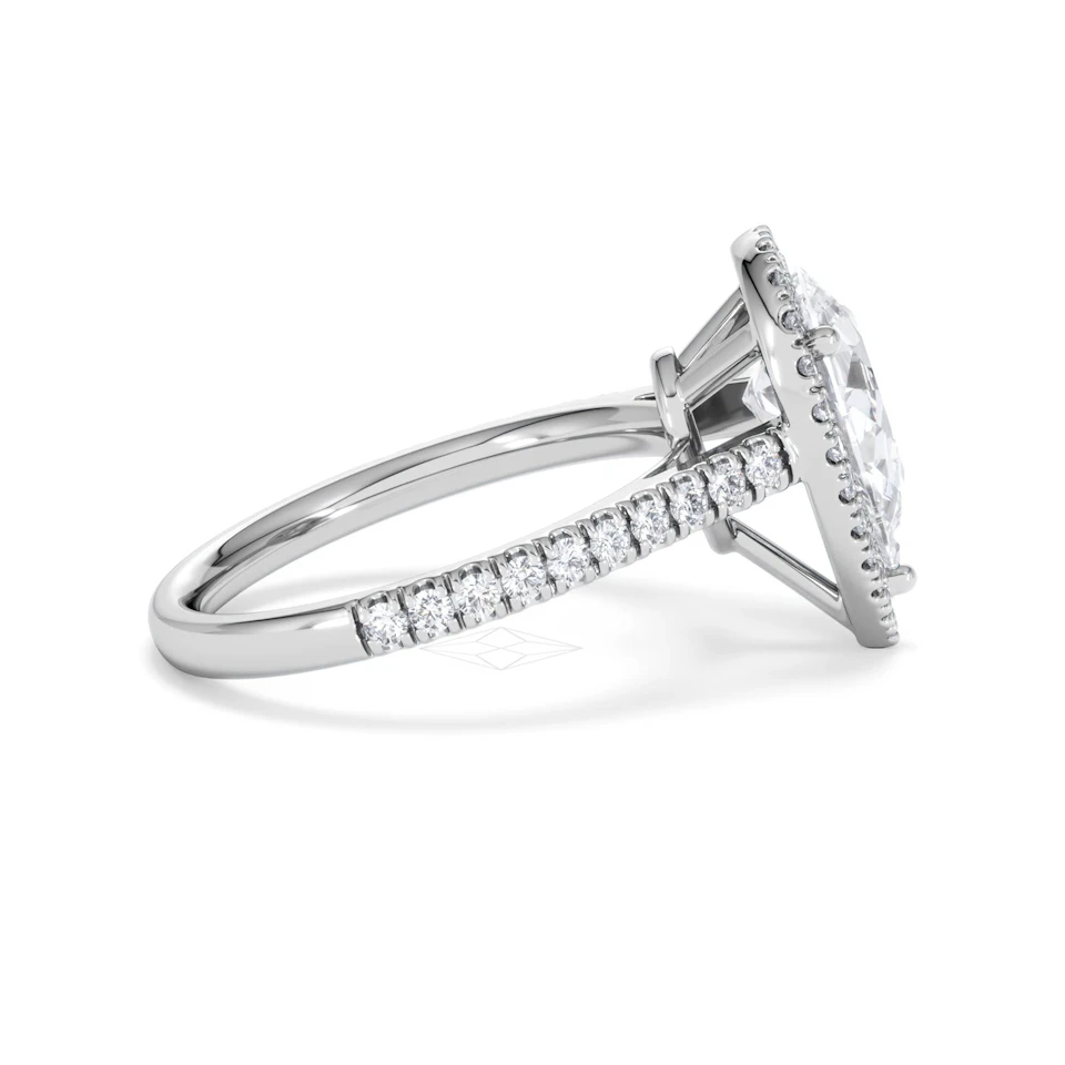 Diana Lab Diamond Pear Halo Engagement Ring Platinum 2.60ct F/VS1