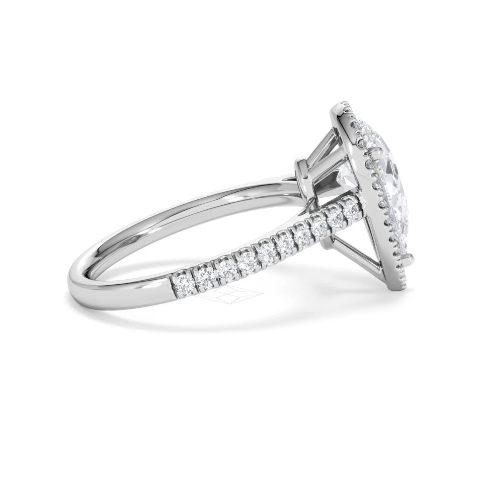 Diana Lab Diamond Pear Halo Engagement Ring 18KW Gold 2.60ct F/VS1