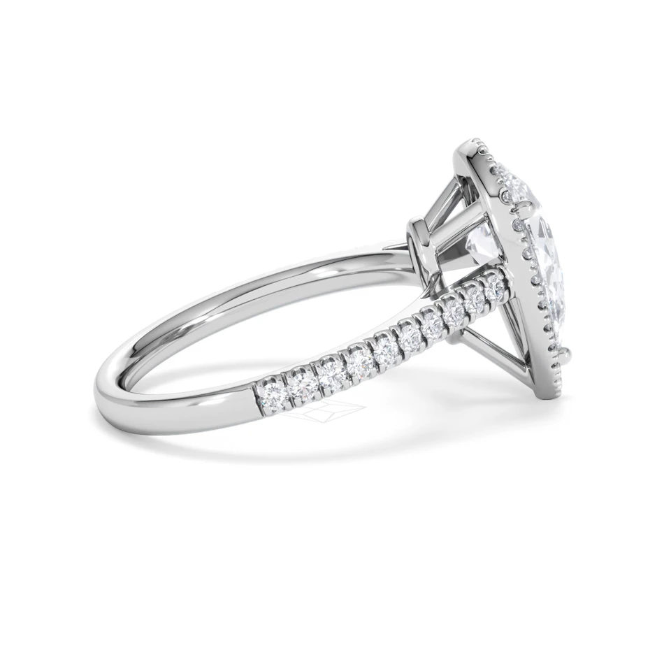 Diana Lab Diamond Pear Halo Engagement Ring 18KW Gold 2.60ct F/VS1