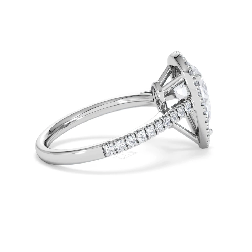 Diana Lab Diamond Pear Halo Engagement Ring 18KW Gold 2.60ct F/VS1