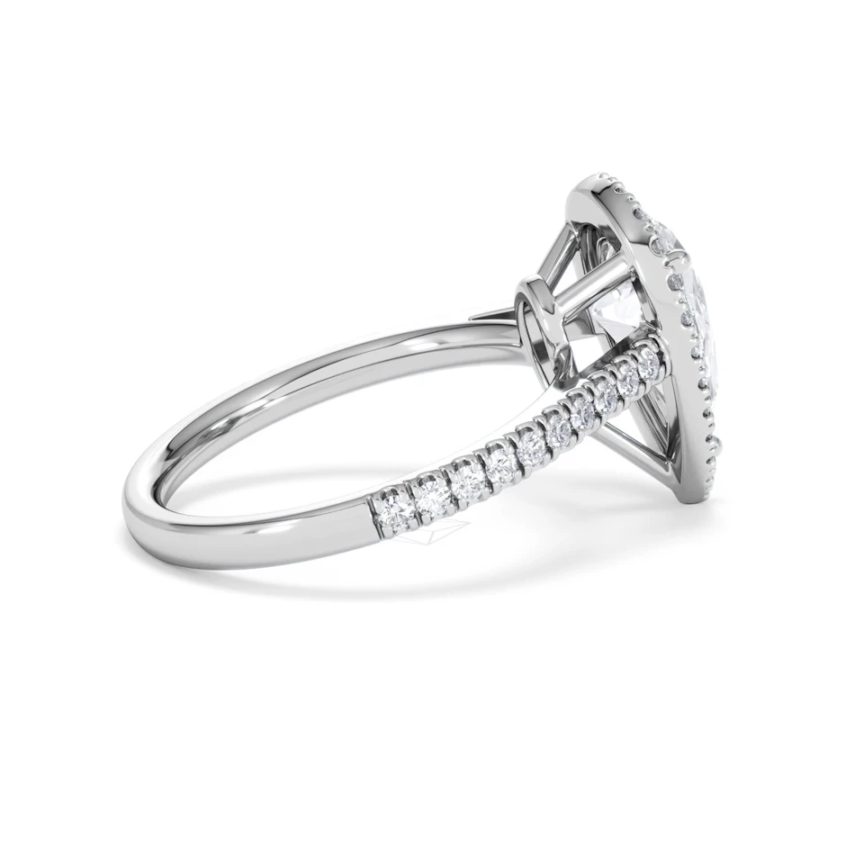 Diana Lab Diamond Pear Halo Engagement Ring 18KW Gold 2.60ct F/VS1