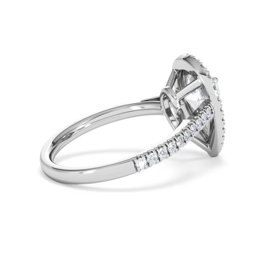 Diana Lab Diamond Pear Halo Engagement Ring 18KW Gold 2.60ct F/VS1
