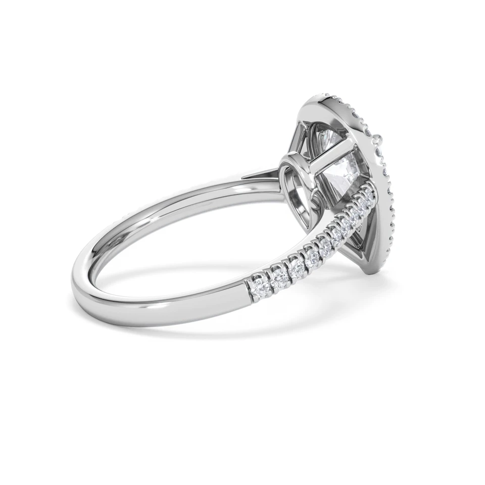 Diana Lab Diamond Pear Halo Engagement Ring 18KW Gold 2.60ct F/VS1