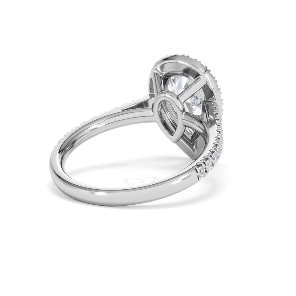 Diana Lab Diamond Pear Halo Engagement Ring 18KW Gold 2.60ct F/VS1