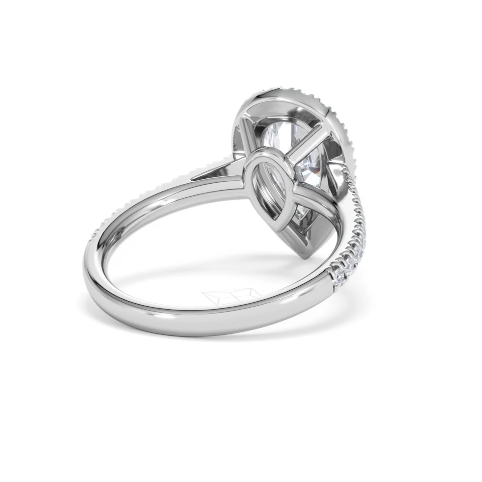 Diana Lab Diamond Pear Halo Engagement Ring Platinum 2.60ct F/VS1
