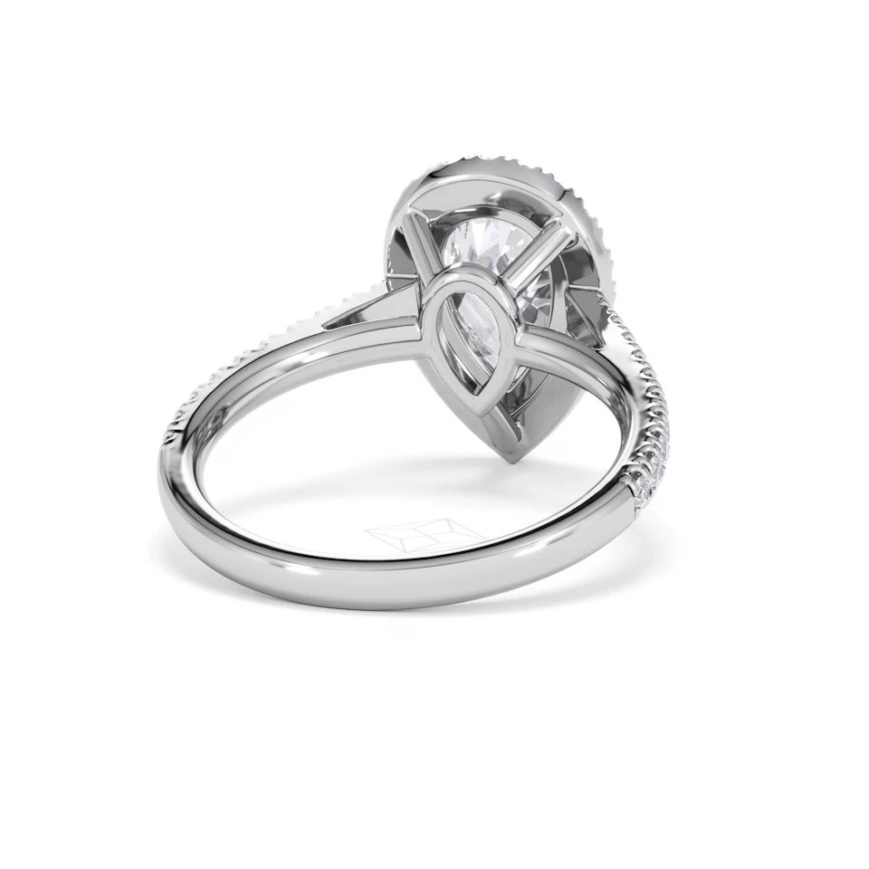 Diana Lab Diamond Pear Halo Engagement Ring 18KW Gold 2.60ct F/VS1