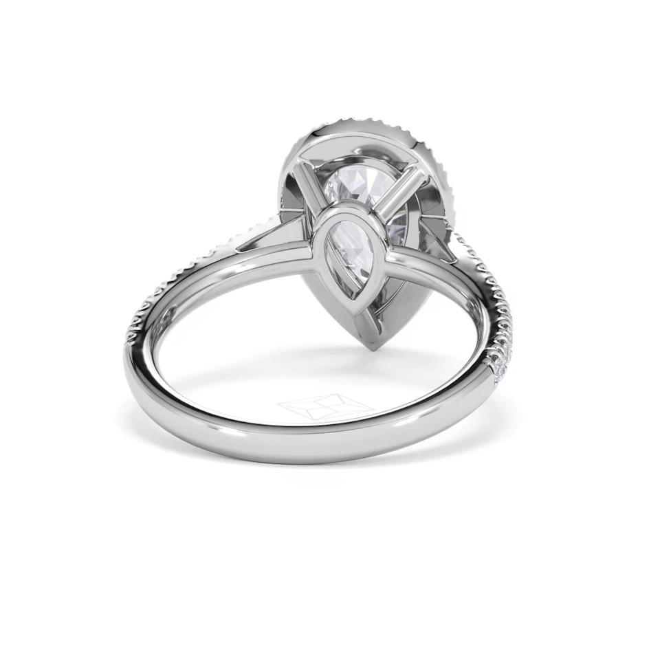 Diana Lab Diamond Pear Halo Engagement Ring Platinum 2.60ct F/VS1