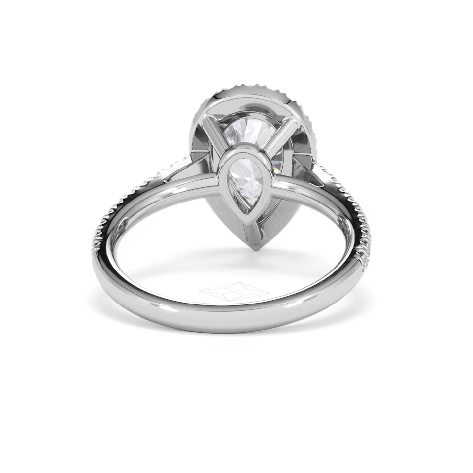 Diana Lab Diamond Pear Halo Engagement Ring 18KW Gold 2.60ct F/VS1