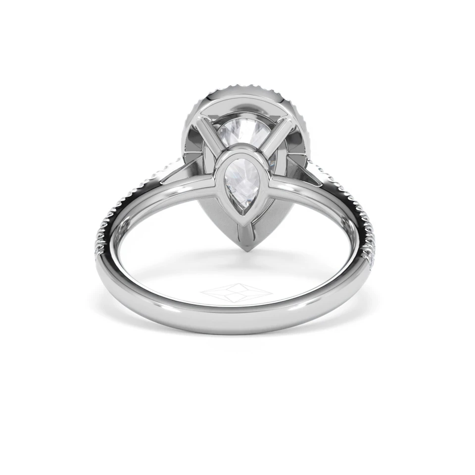 Diana Lab Diamond Pear Halo Engagement Ring 18KW Gold 2.60ct F/VS1