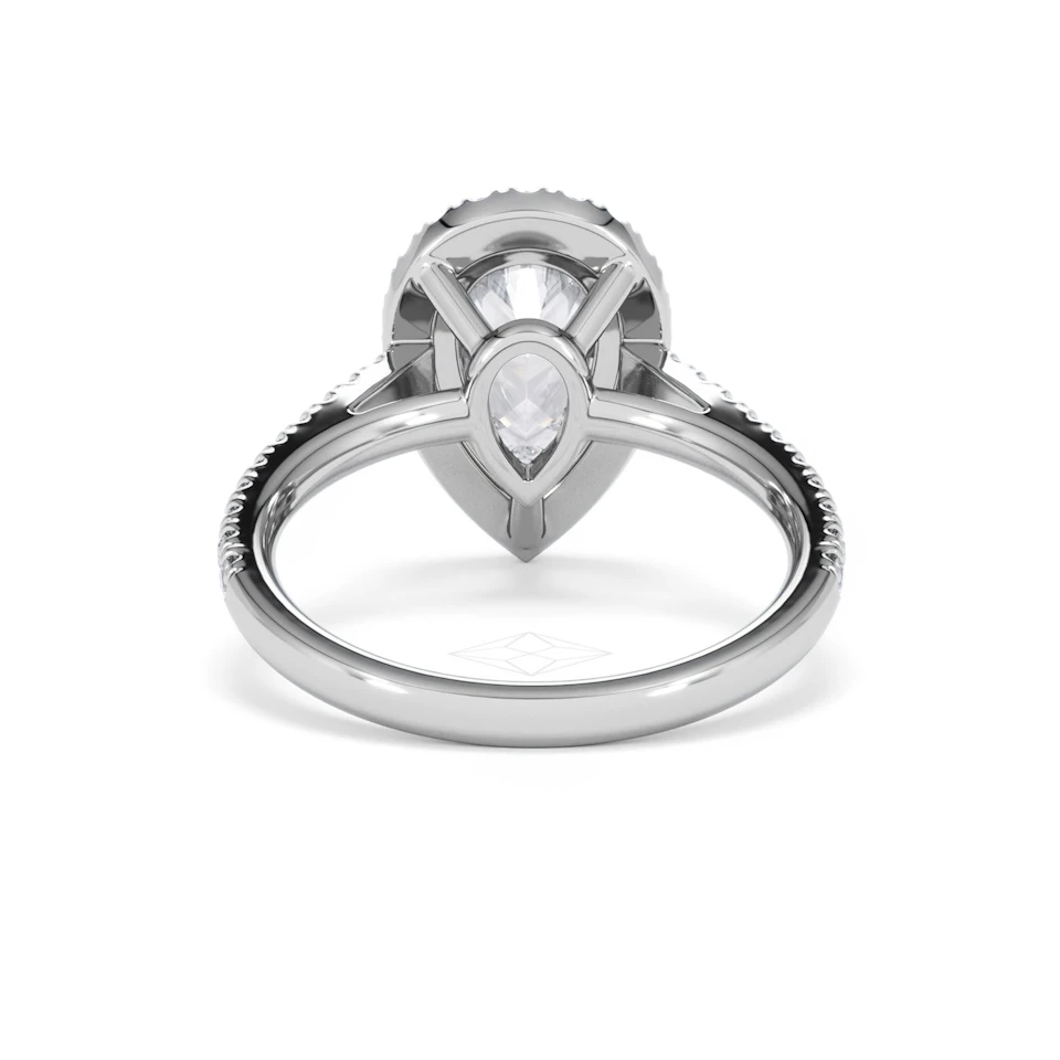 Diana Lab Diamond Pear Halo Engagement Ring Platinum 2.60ct F/VS1