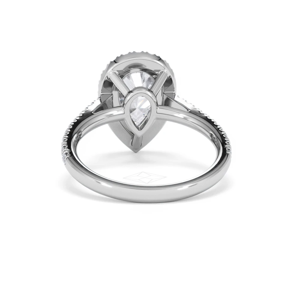 Diana Lab Diamond Pear Halo Engagement Ring 18KW Gold 2.60ct F/VS1