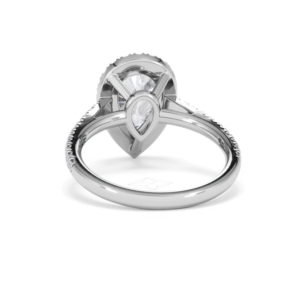 Diana Lab Diamond Pear Halo Engagement Ring 18KW Gold 2.60ct F/VS1