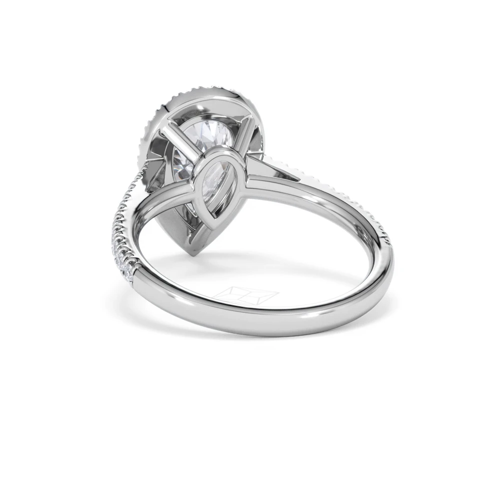 Diana Lab Diamond Pear Halo Engagement Ring 18KW Gold 2.60ct F/VS1