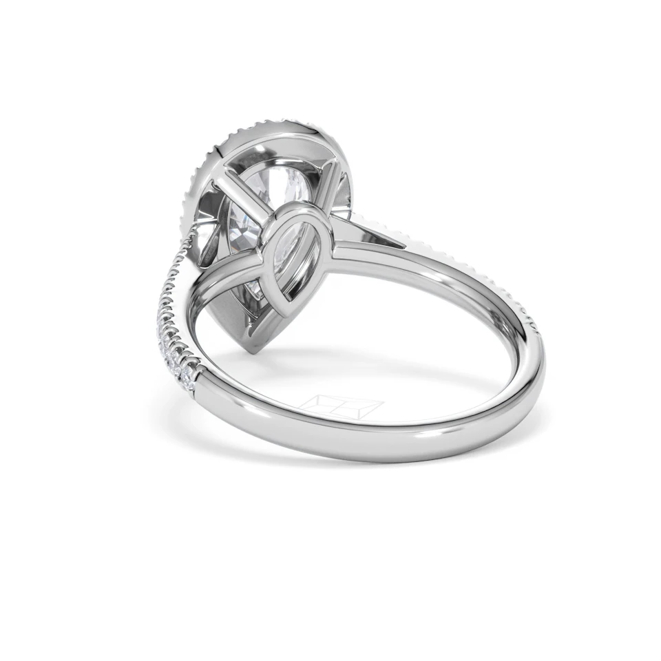 Diana Lab Diamond Pear Halo Engagement Ring 18KW Gold 2.60ct F/VS1