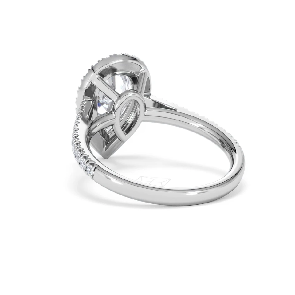 Diana Lab Diamond Pear Halo Engagement Ring 18KW Gold 2.60ct F/VS1
