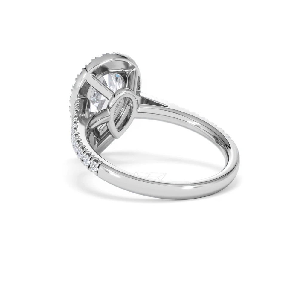 Diana Lab Diamond Pear Halo Engagement Ring 18KW Gold 2.60ct F/VS1