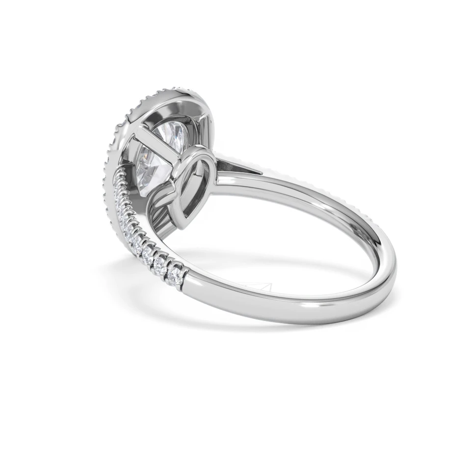 Diana Lab Diamond Pear Halo Engagement Ring 18KW Gold 2.60ct F/VS1