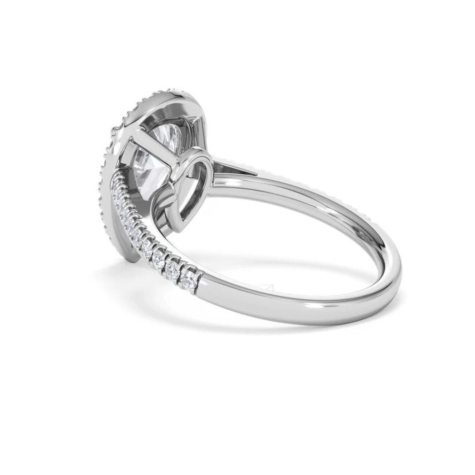 Diana Lab Diamond Pear Halo Engagement Ring 18KW Gold 2.60ct F/VS1