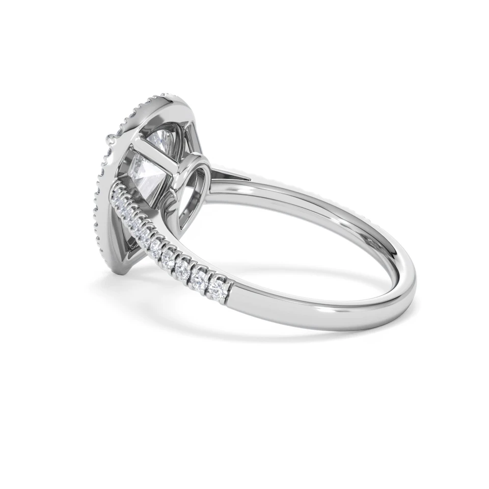 Diana Lab Diamond Pear Halo Engagement Ring 18KW Gold 2.60ct F/VS1